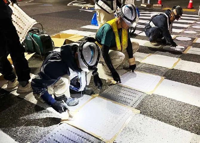 夜間作業の様子
